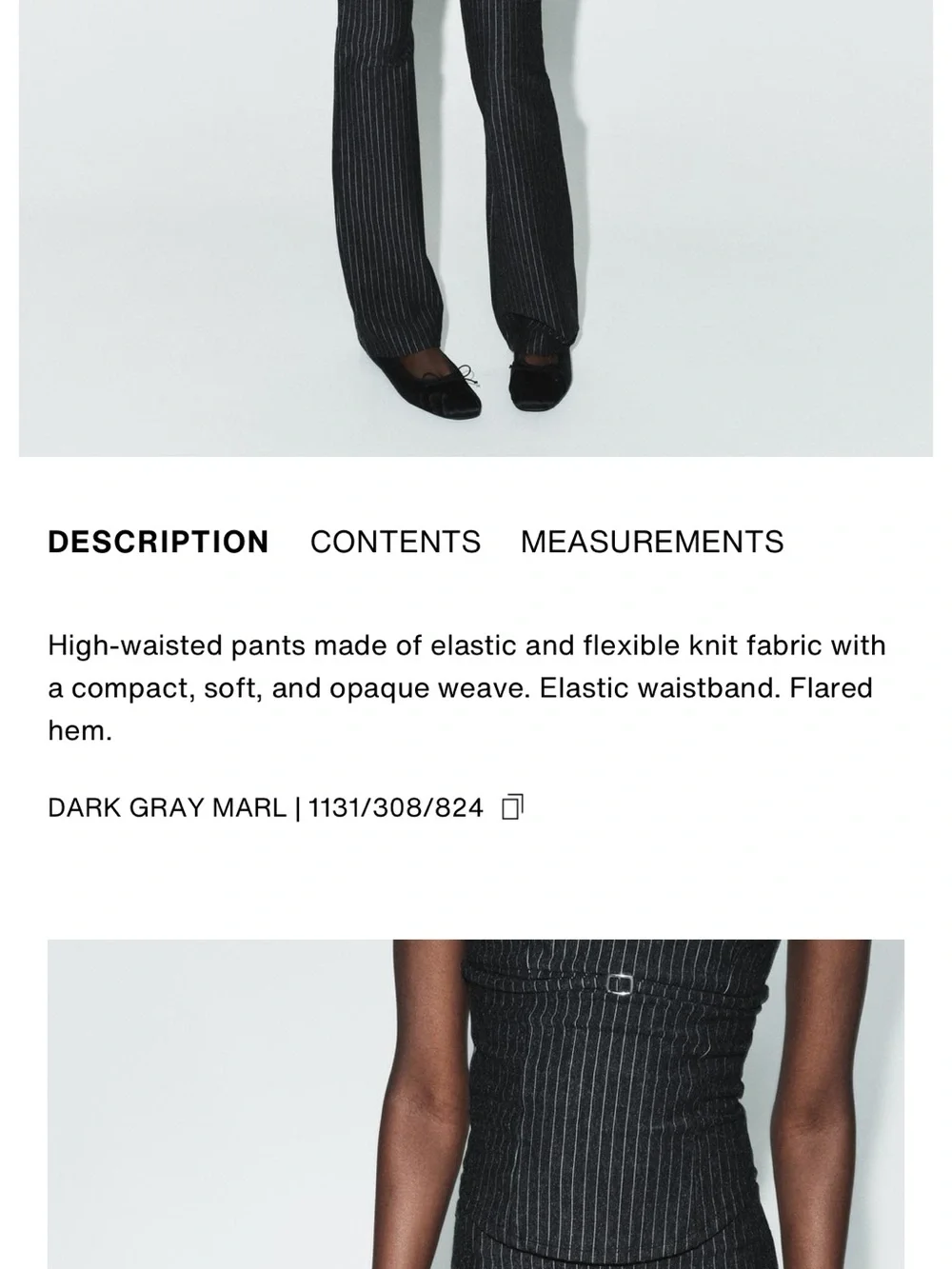 Zara NWT dark gray Pinstripe stretchy slim fit thick legging pants